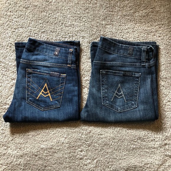 2 Pairs 7 For All Mankind A Pocket Jeans - Picture 2 of 6